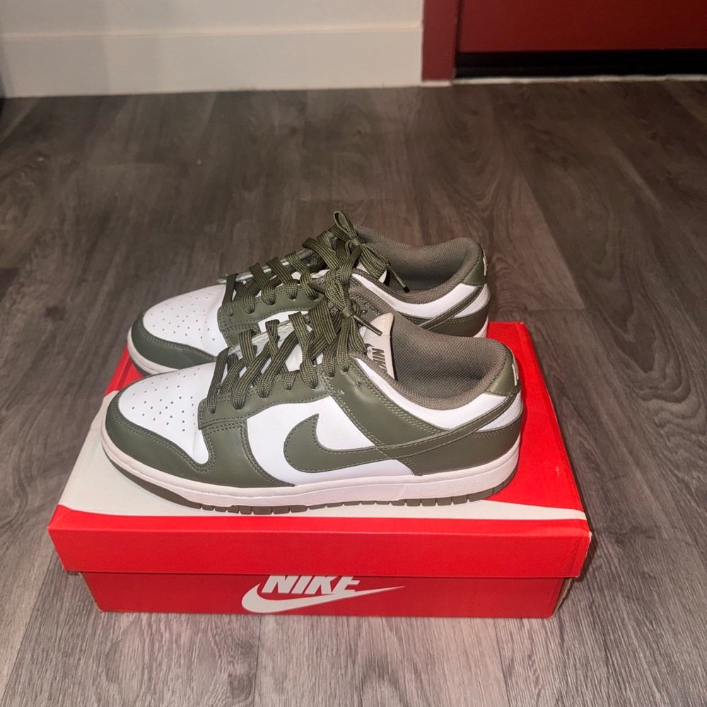 Nike Olive and White Low-Top Sneakers